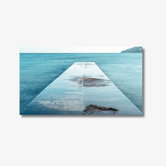 Rectangular mirror with a geometric design of a boat on water