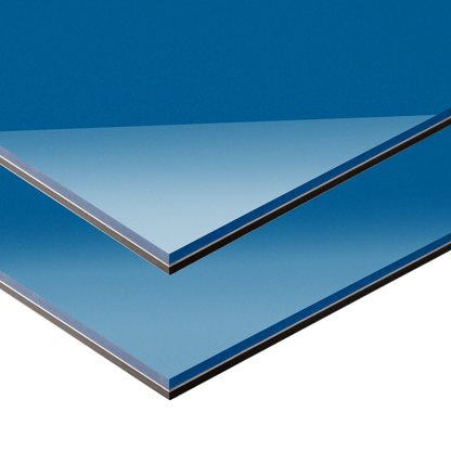 Blue metal sheet with a reflective surface on a white background